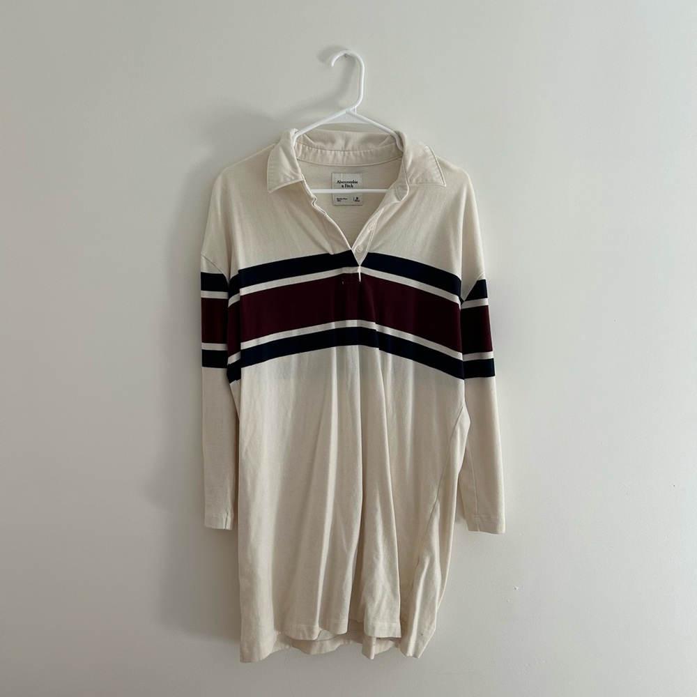 Abercrombie & Fitch Cream and Burgundy Striped Dress